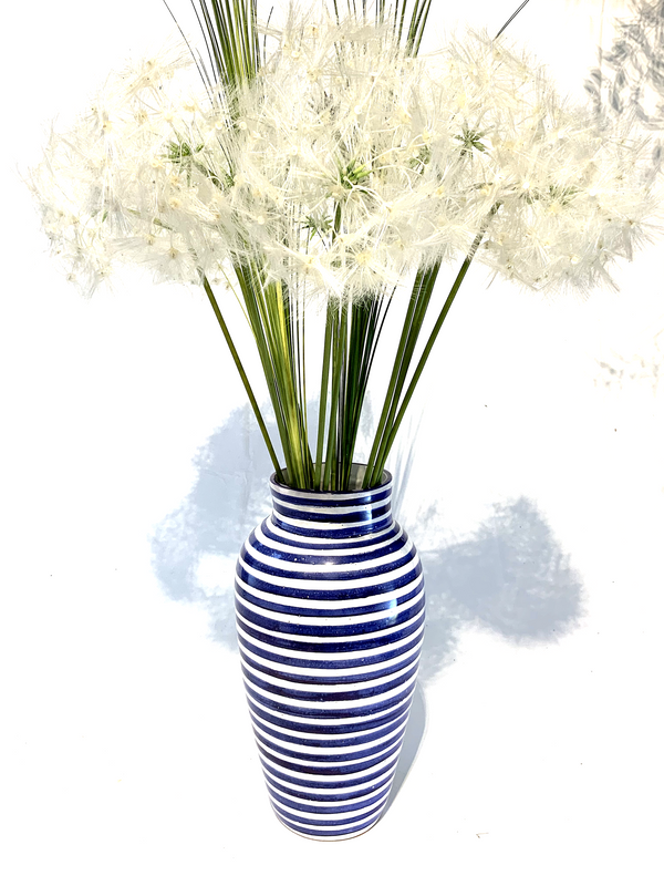 Striped Blue & White Vase