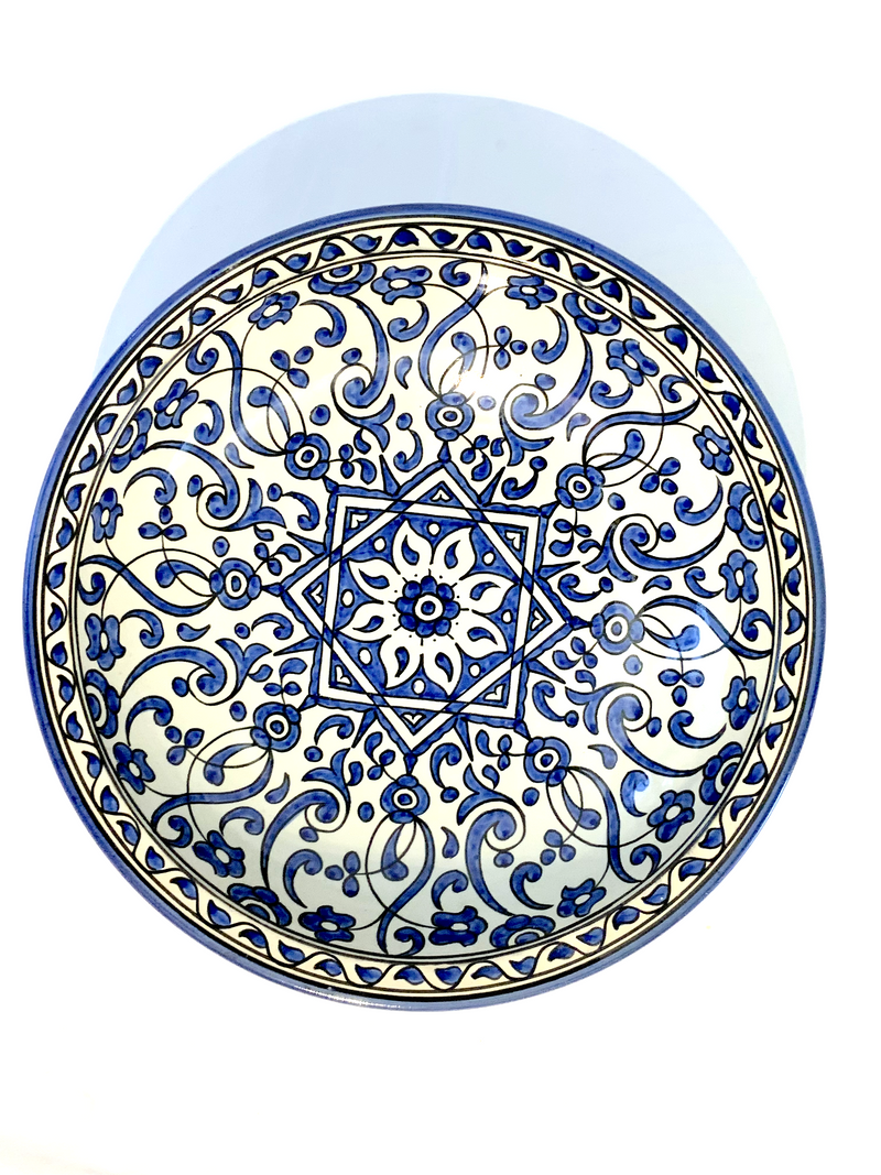 Blue Cream Floral Pattern Bowls