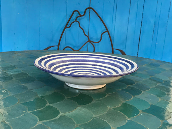 Shallow Striped Blue Dish